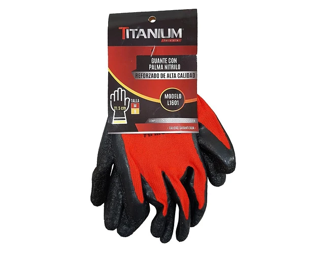 GUANTE NITRILO REFORZADO TITANIUM MERCURY NEGRO Y ROJO DE ALTA CALIDAD